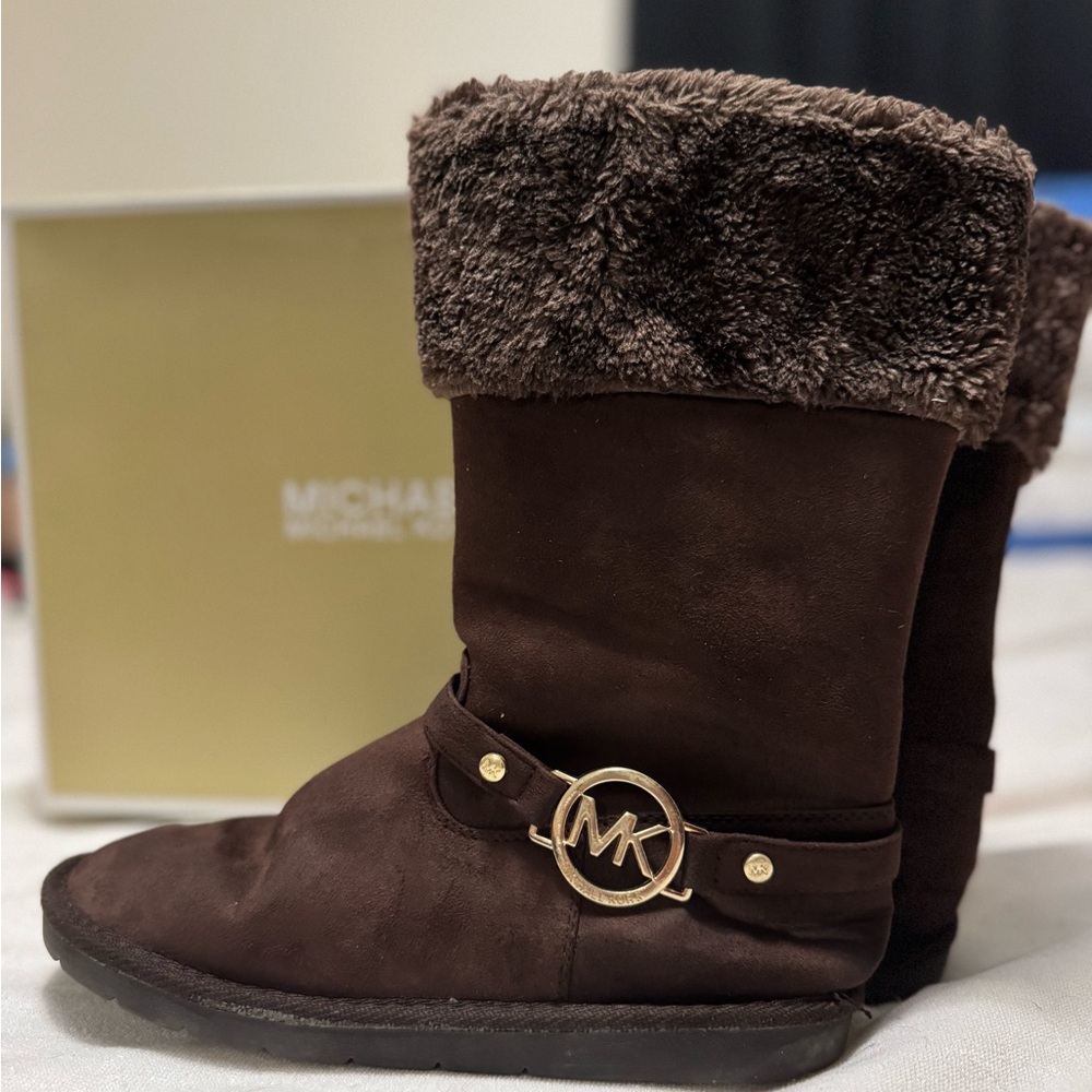 Michael Kors Dark Brown Boots with Plush Trim
